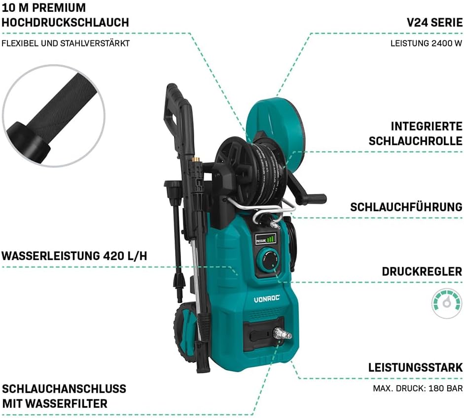 VONROC Hochdruckreiniger - inkl Druckregler - Afbeelding 1