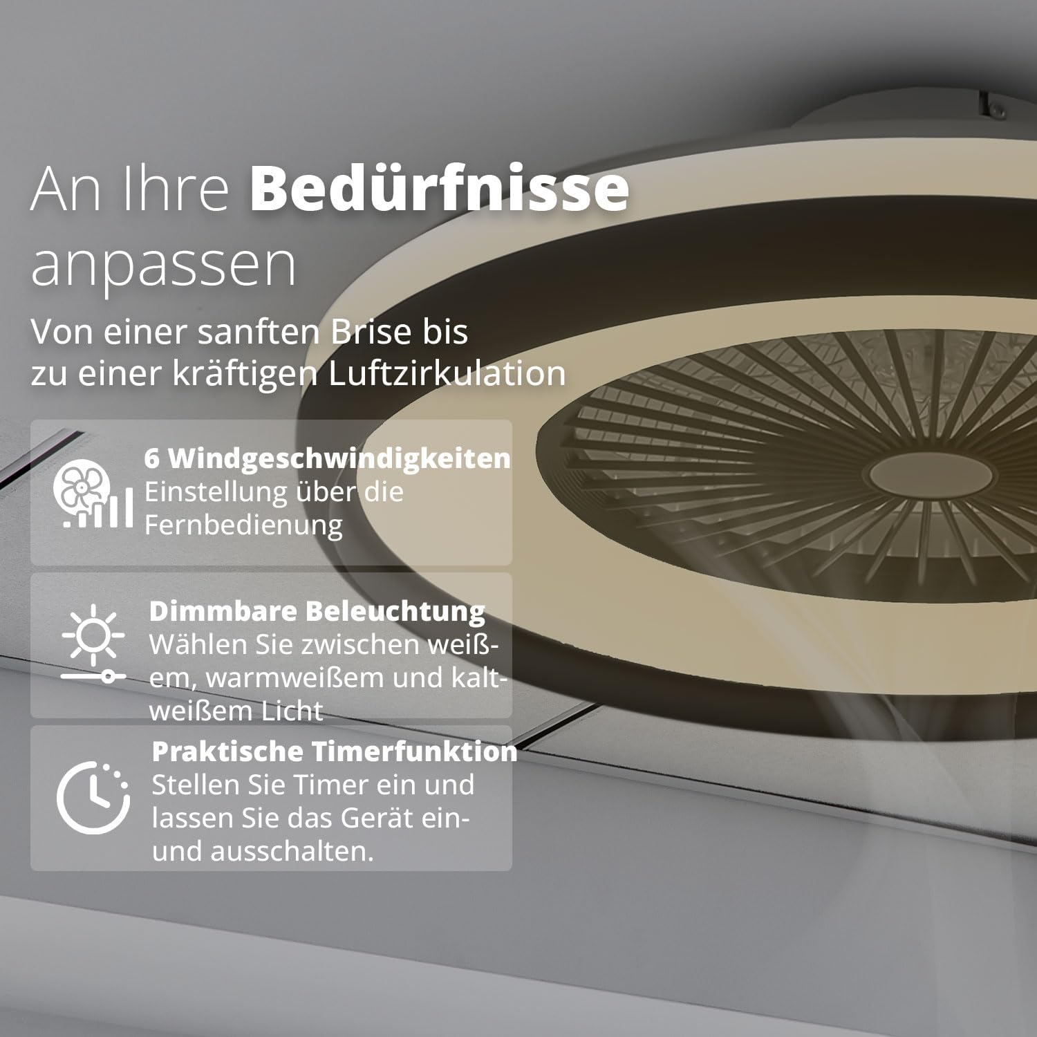 FlinQ LumiFan Deckenventilator mit Beleuchtung - Image 1