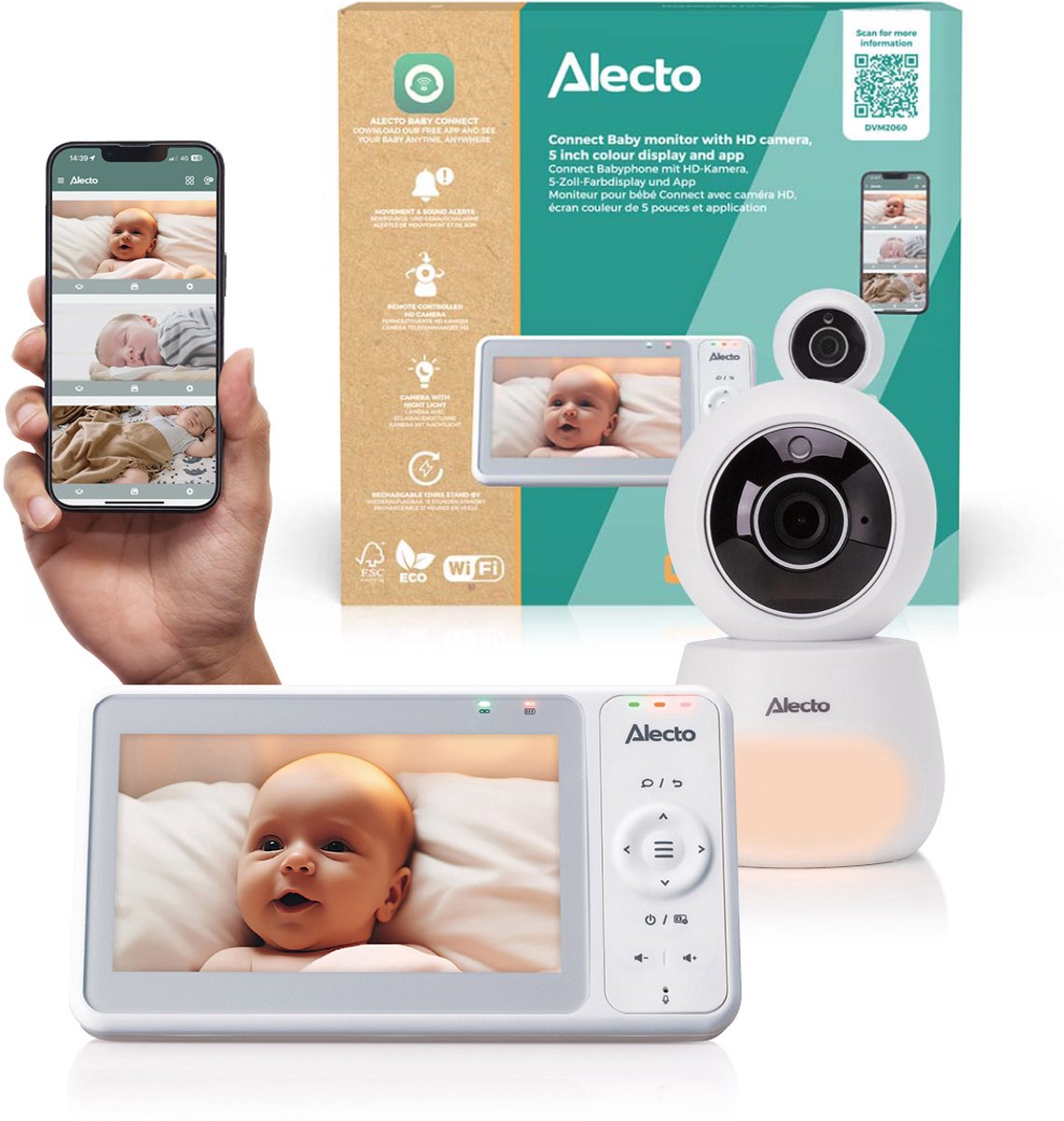 Alecto DVM2060 Dual Mode Babyfoon met Camera en App